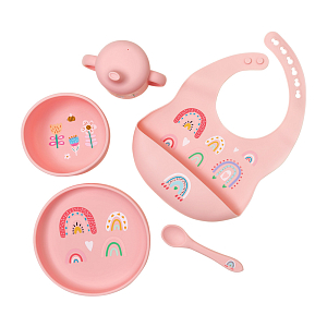 Набор силиконовой посуды LUKNO, розовый